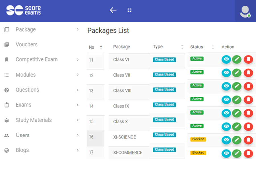 Online Test Series / Exam Pack Management