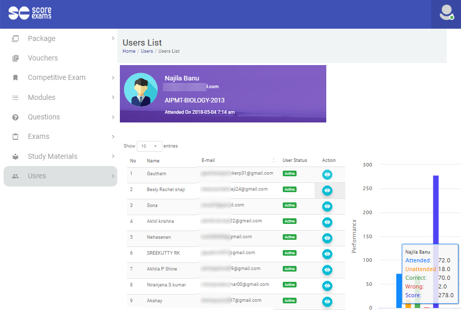 Online software for student management.